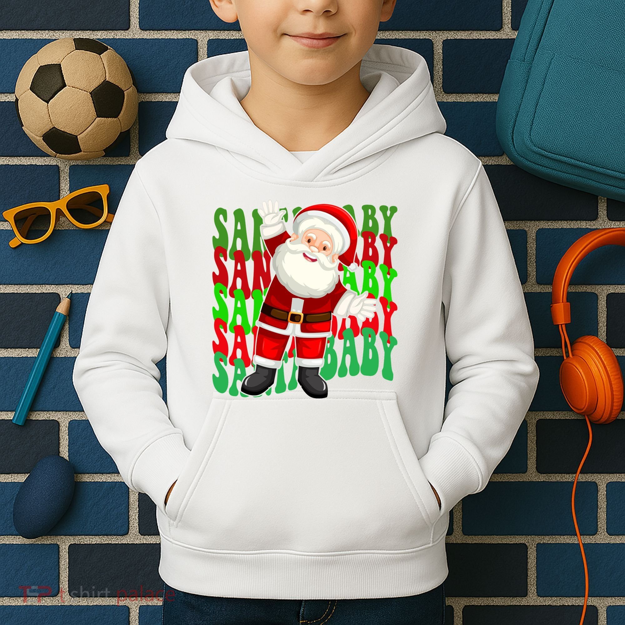 Santa Baby Retro Holiday Festive Cute Kids Hoodie