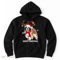 St Bernard Reindeer Xmas Light Christmas Ornaments Xmas Dog Hoodie thumb 0