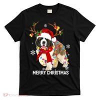 St Bernard Reindeer Xmas Light Christmas Ornaments Xmas Dog T-Shirt thumb 0