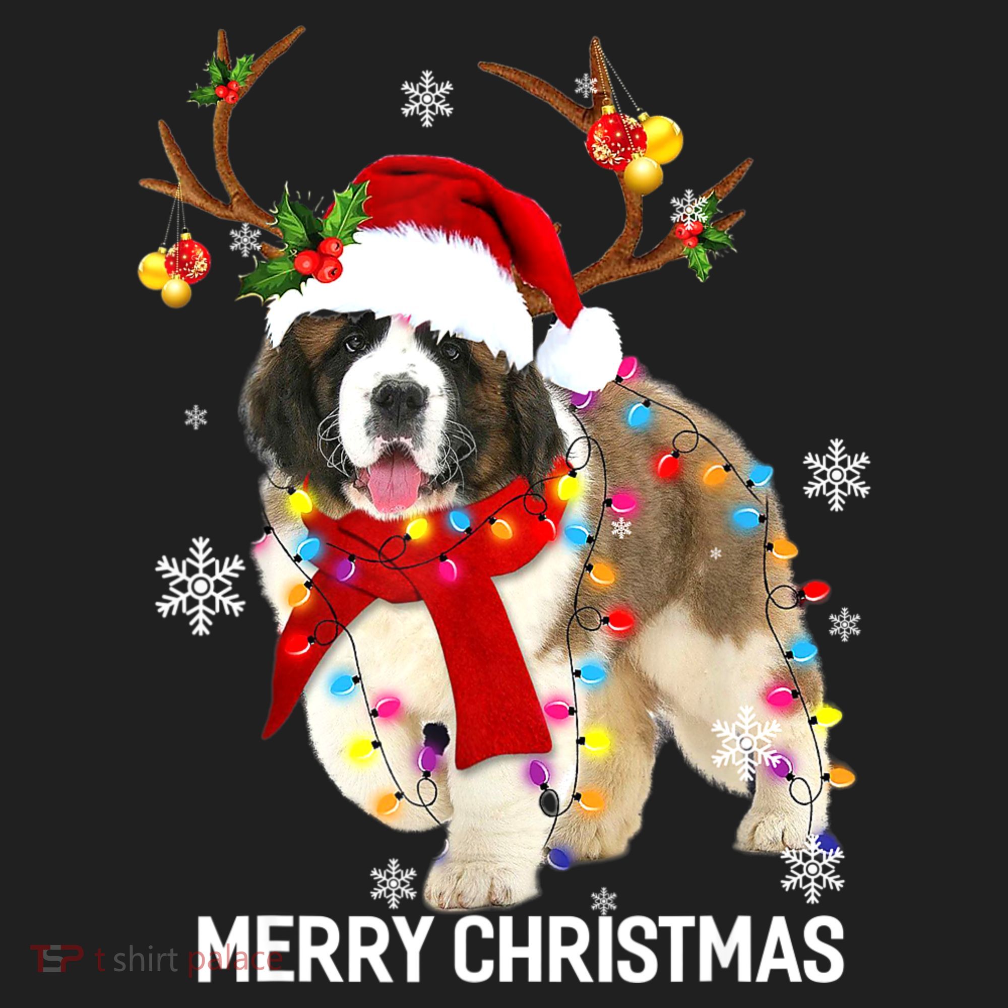 St Bernard Reindeer Xmas Light Christmas Ornaments Xmas Dog Beanie