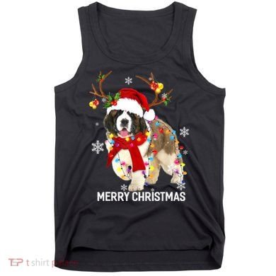 St Bernard Reindeer Xmas Light Christmas Ornaments Xmas Dog Tank Top