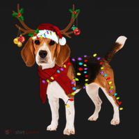 Santa Beagle Reindeer Light Christmas Gift USA-Made Doggie Bandana thumb 2
