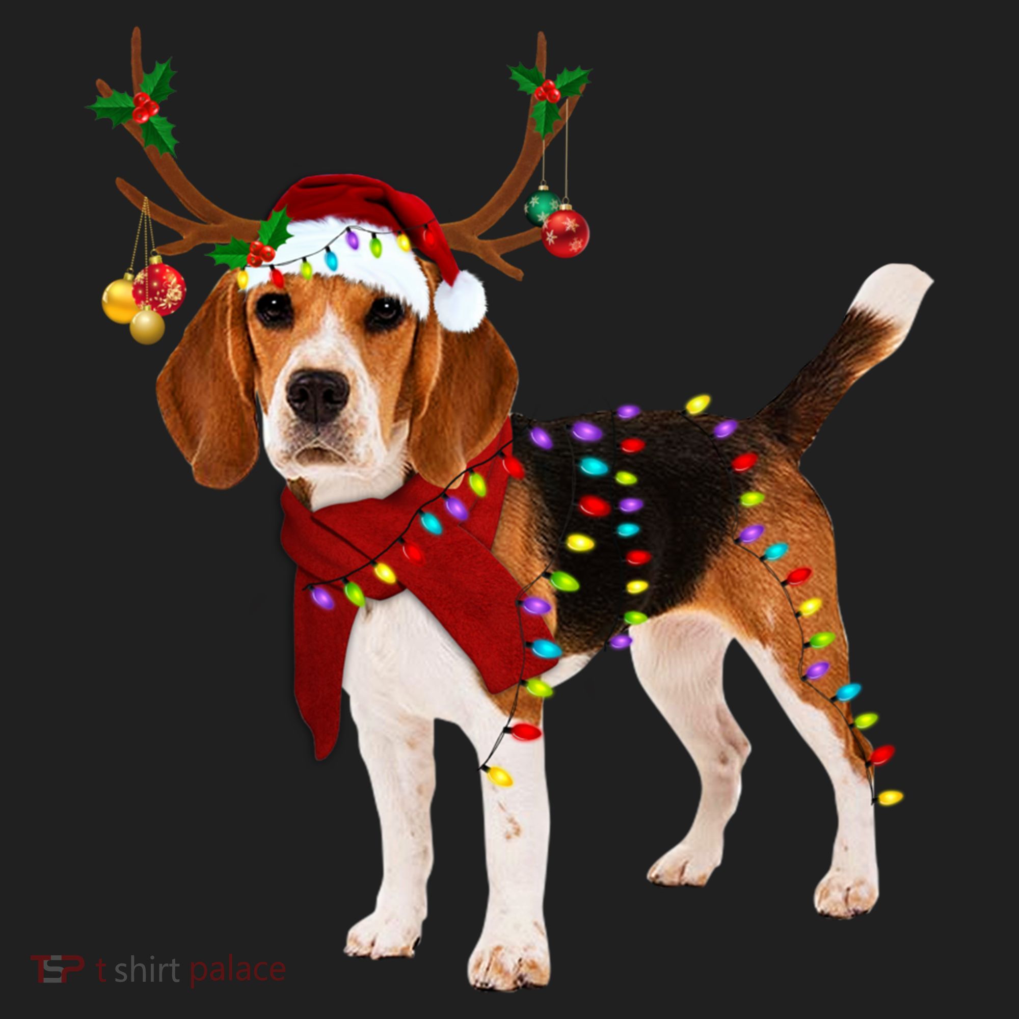 Santa Beagle Reindeer Light Christmas Gift Beanie
