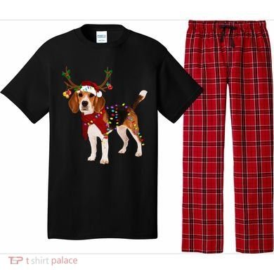 Santa Beagle Reindeer Light Christmas Gift Pajama Set