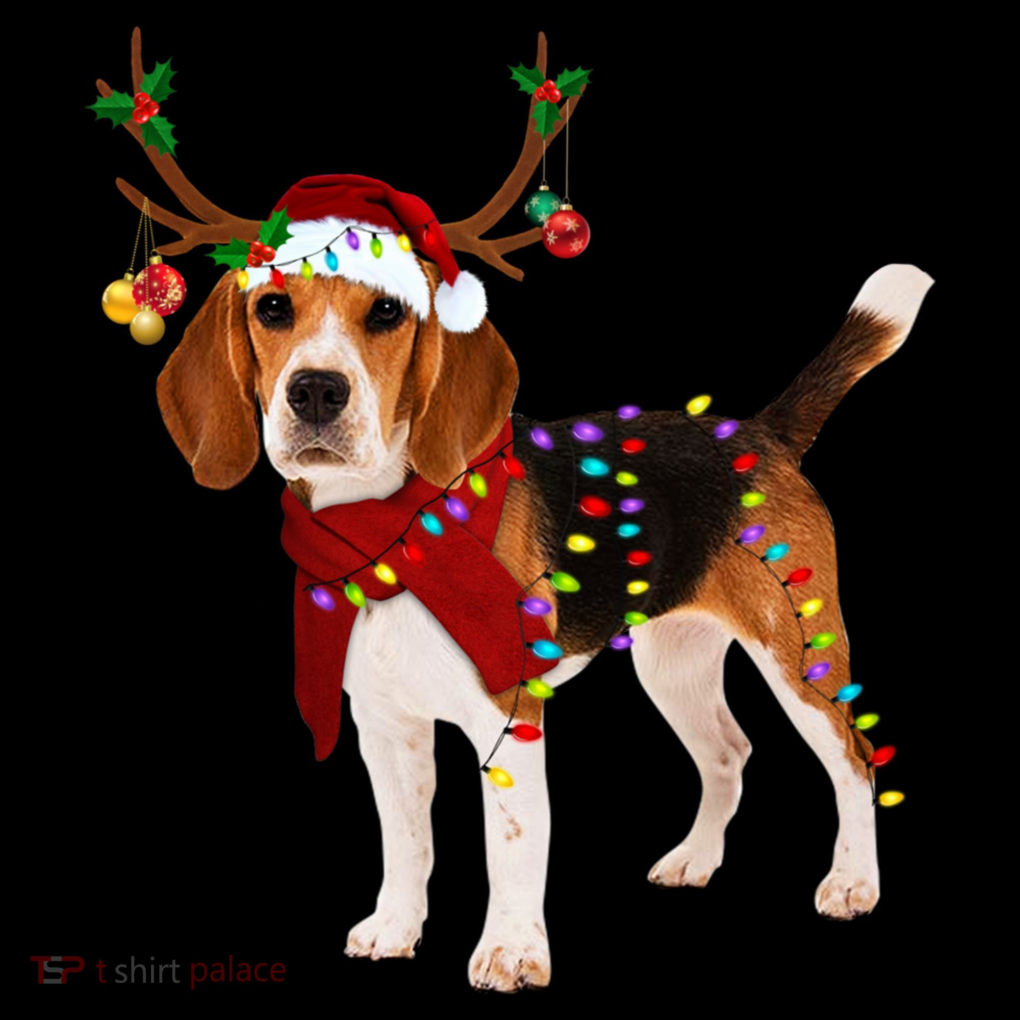 Santa Beagle Reindeer Light Christmas Gift Women's Hoodie