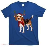 Santa Beagle Reindeer Light Christmas Gift T-Shirt thumb 0