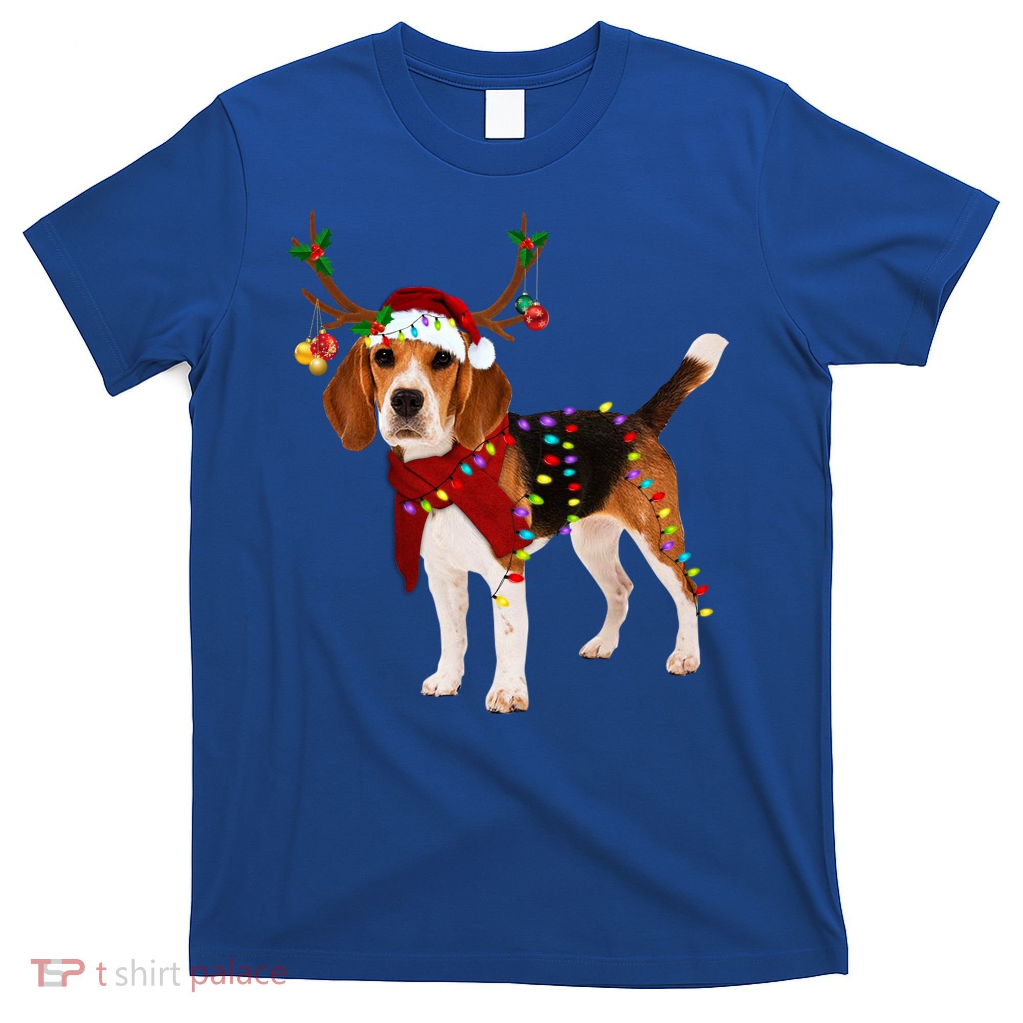 Santa Beagle Reindeer Light Christmas Gift T-Shirt