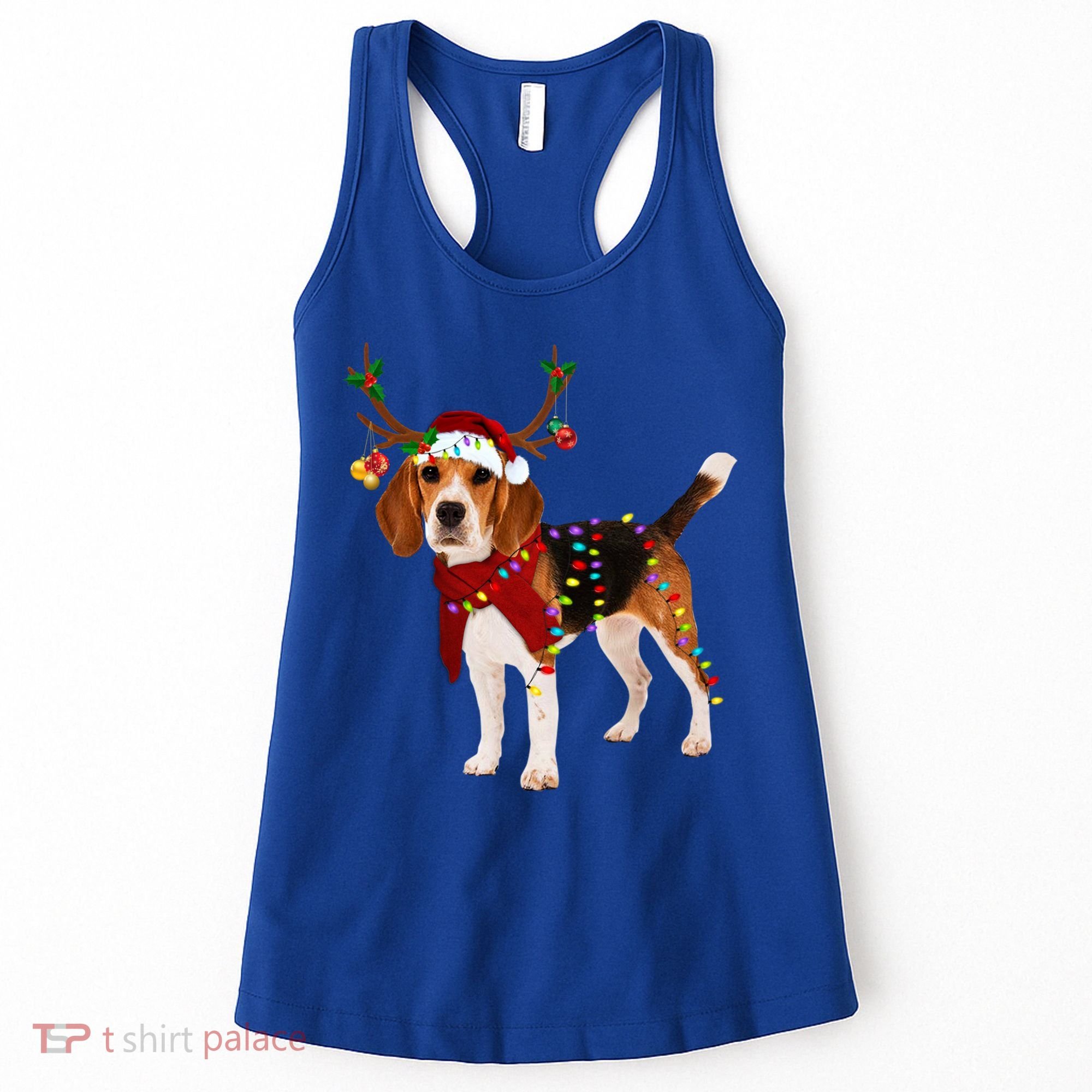 Santa Beagle Reindeer Light Christmas Gift Women's Tank Top