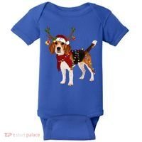 Santa Beagle Reindeer Light Christmas Gift Baby Bodysuit thumb 0