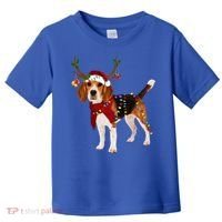 Santa Beagle Reindeer Light Christmas Gift Toddler T-Shirt thumb 0