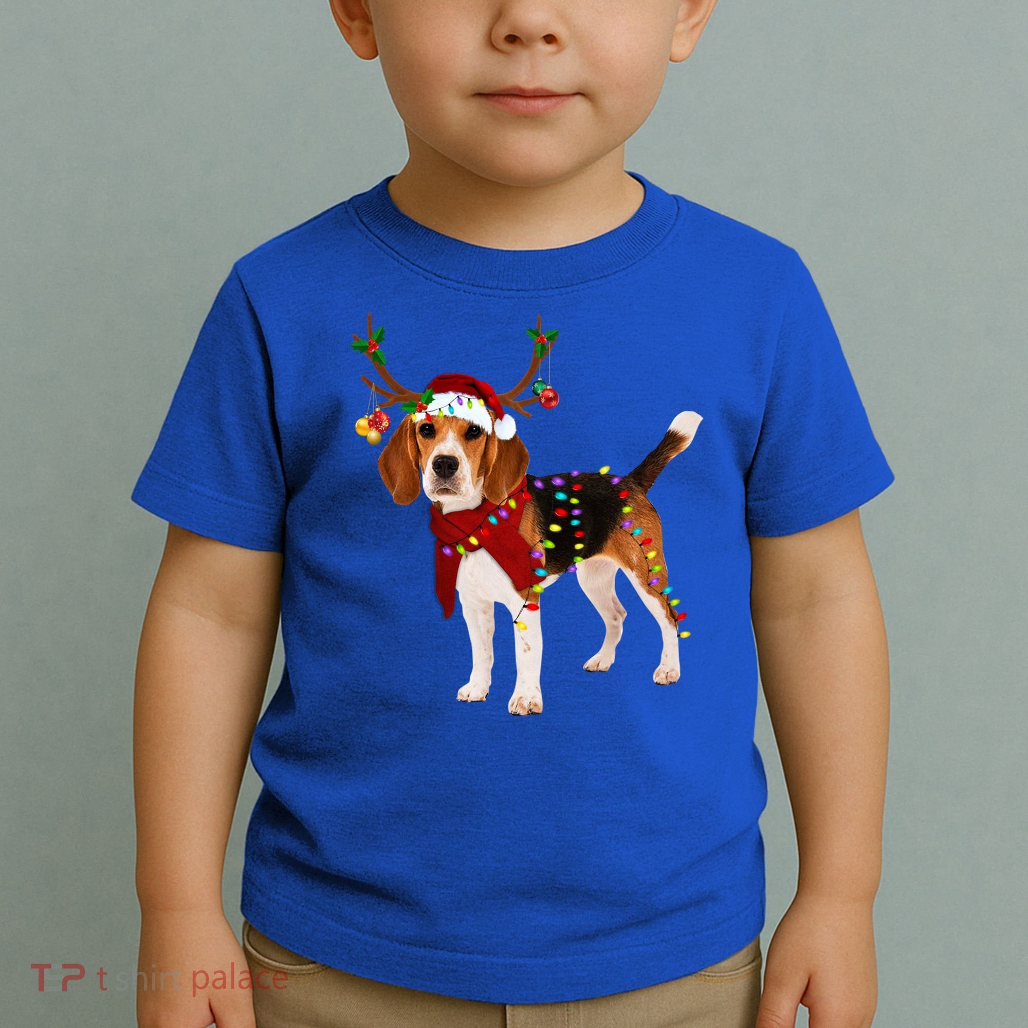 Santa Beagle Reindeer Light Christmas Gift Toddler T-Shirt
