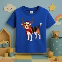 Santa Beagle Reindeer Light Christmas Gift Toddler T-Shirt thumb 3