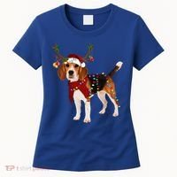 Santa Beagle Reindeer Light Christmas Gift Women's T-Shirt thumb 0