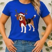 Santa Beagle Reindeer Light Christmas Gift Women's T-Shirt thumb 2