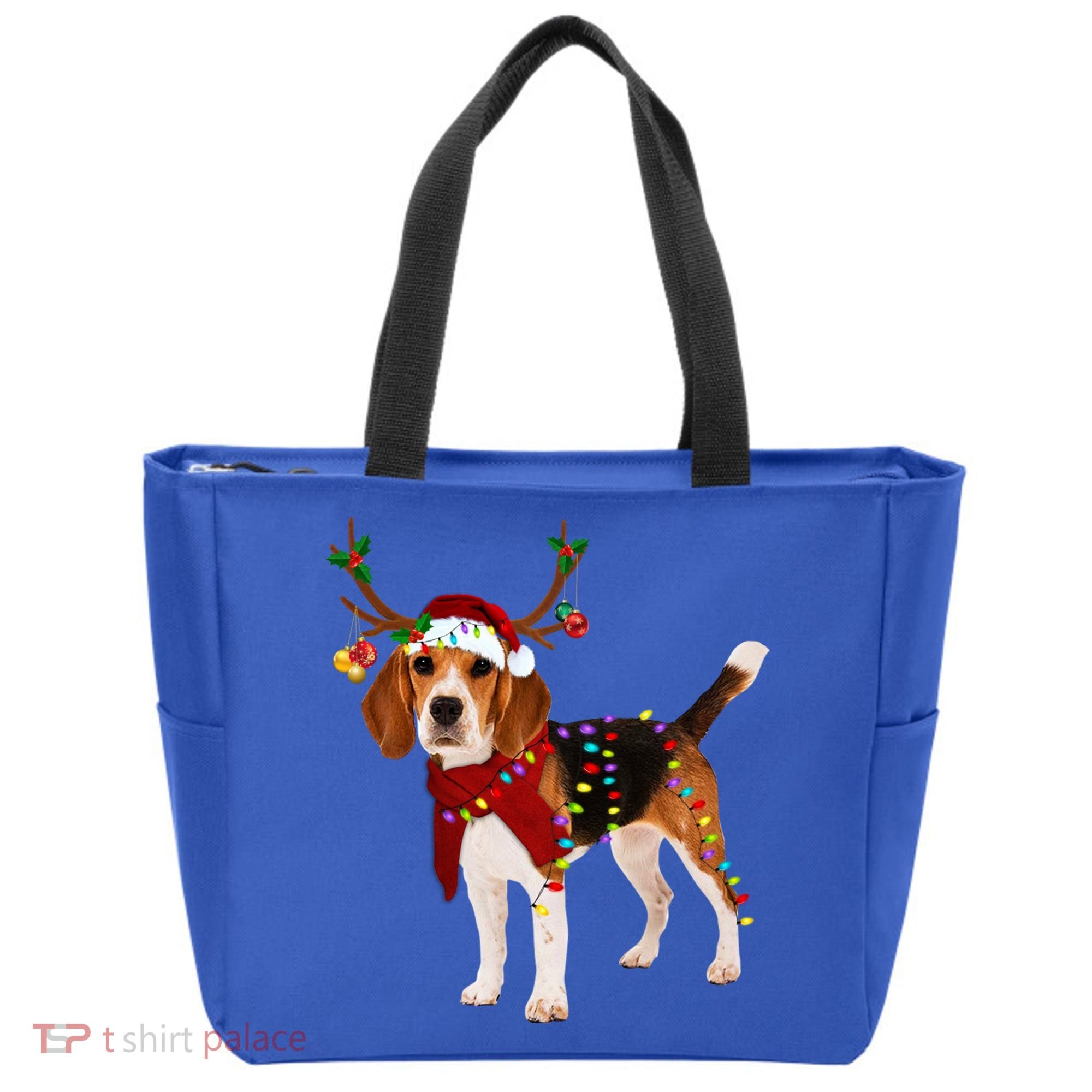 Santa Beagle Reindeer Light Christmas Gift Tote Bag