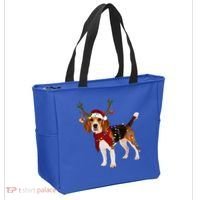 Santa Beagle Reindeer Light Christmas Gift Tote Bag thumb 2