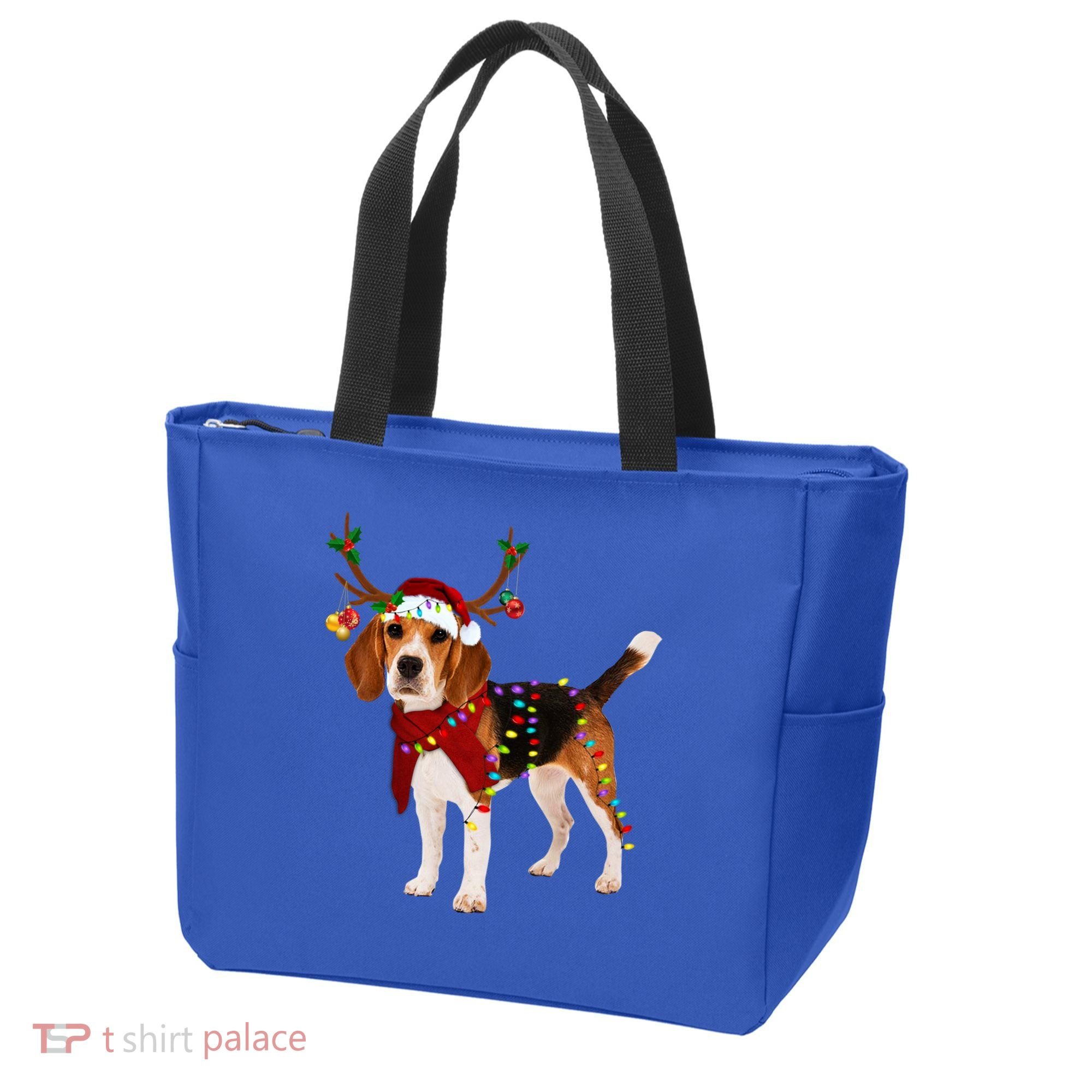Santa Beagle Reindeer Light Christmas Gift Tote Bag