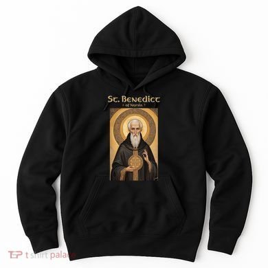 St Benedict Roman Catholic Icon Vintage Hoodie