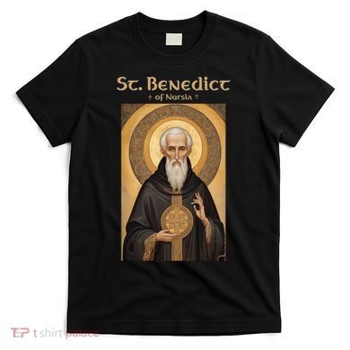 St Benedict Roman Catholic Icon Vintage T-Shirt