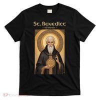 St Benedict Roman Catholic Icon Vintage T-Shirt thumb 0