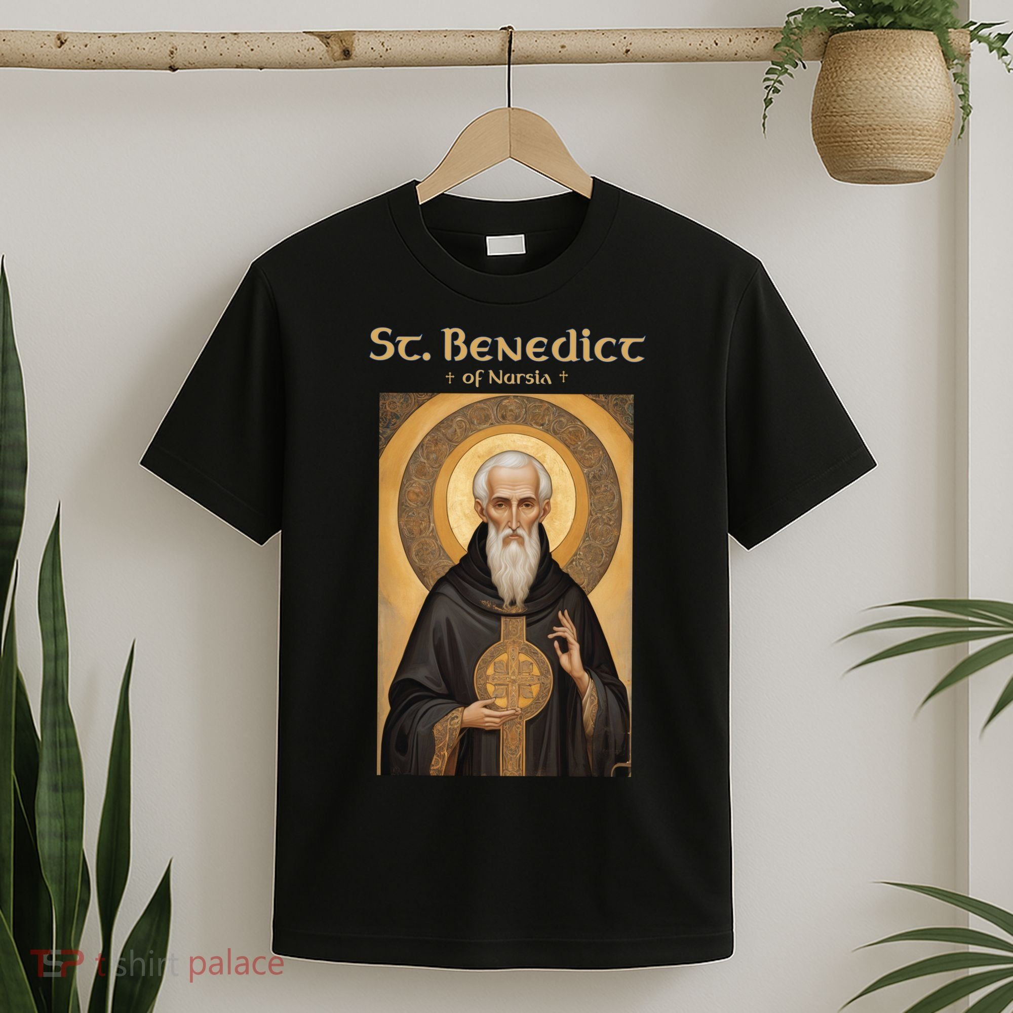St Benedict Roman Catholic Icon Vintage T-Shirt