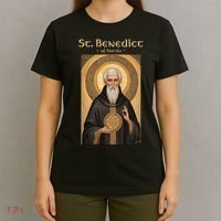 St Benedict Roman Catholic Icon Vintage T-Shirt thumb 4