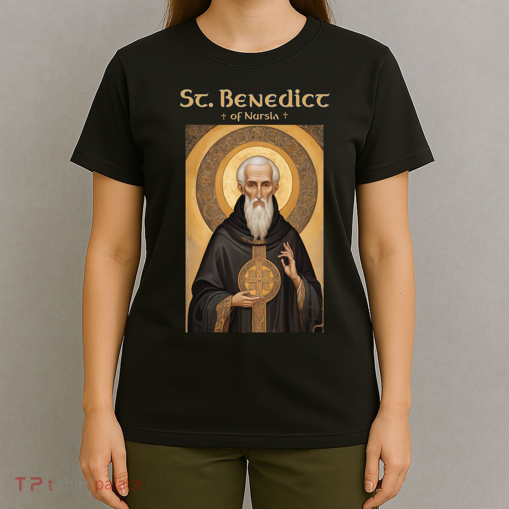 St Benedict Roman Catholic Icon Vintage T-Shirt