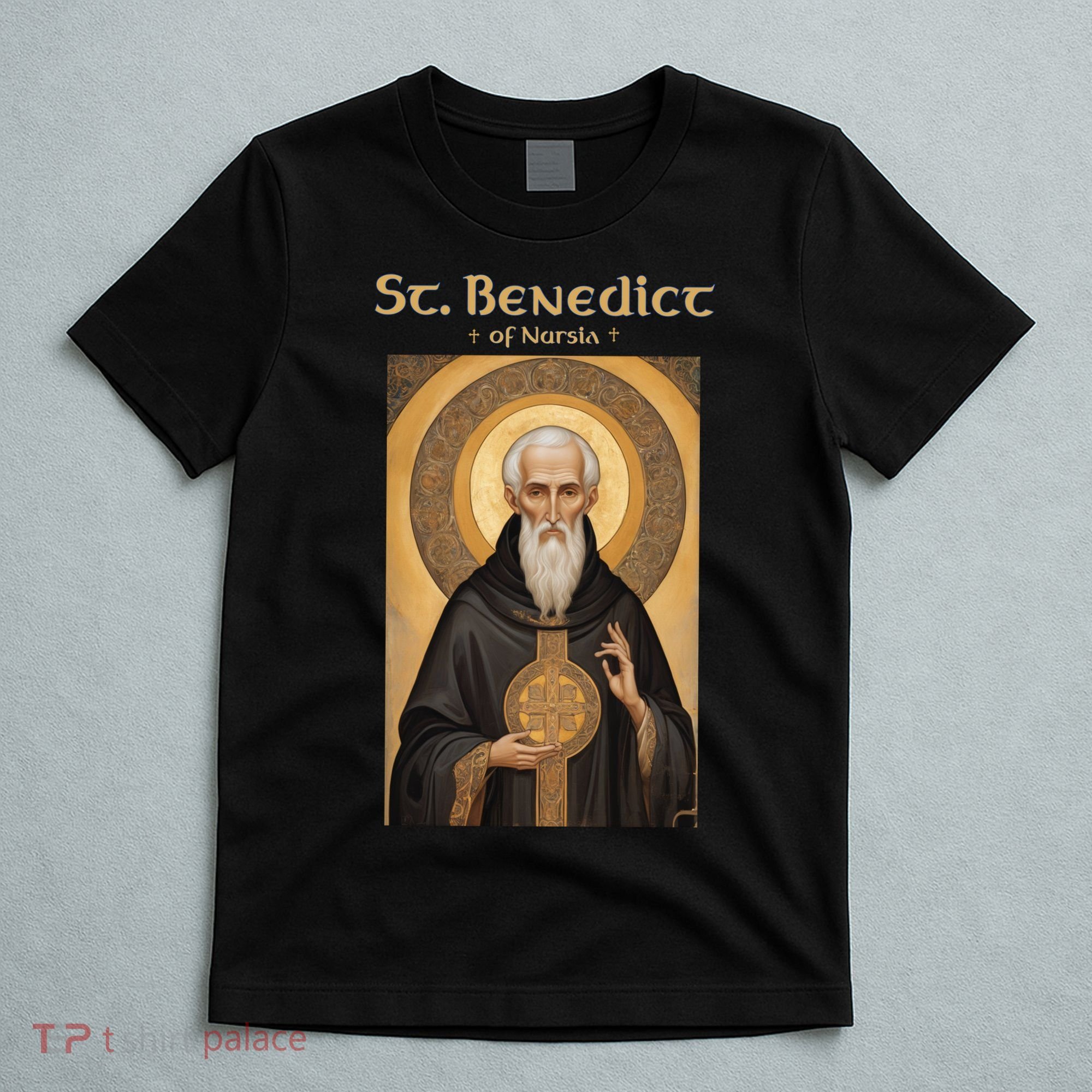 St Benedict Roman Catholic Icon Vintage T-Shirt
