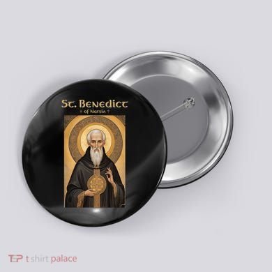St Benedict Roman Catholic Icon Vintage Button