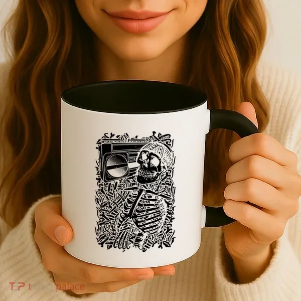 Skeleton Boombox Coffee Mug