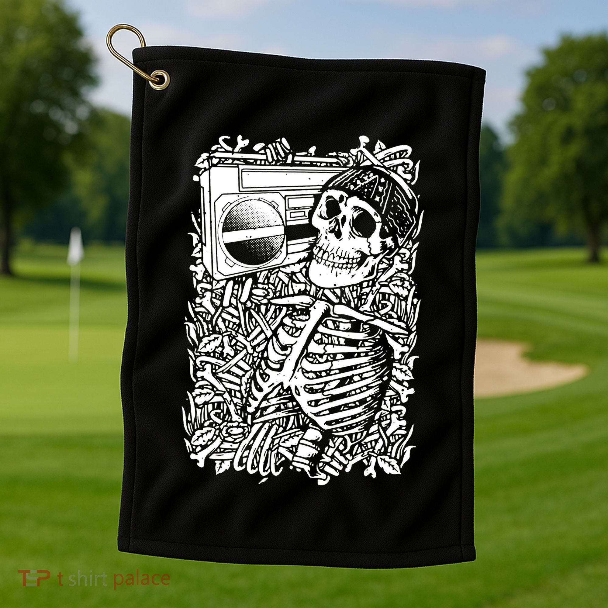 Skeleton Boombox Golf Towel