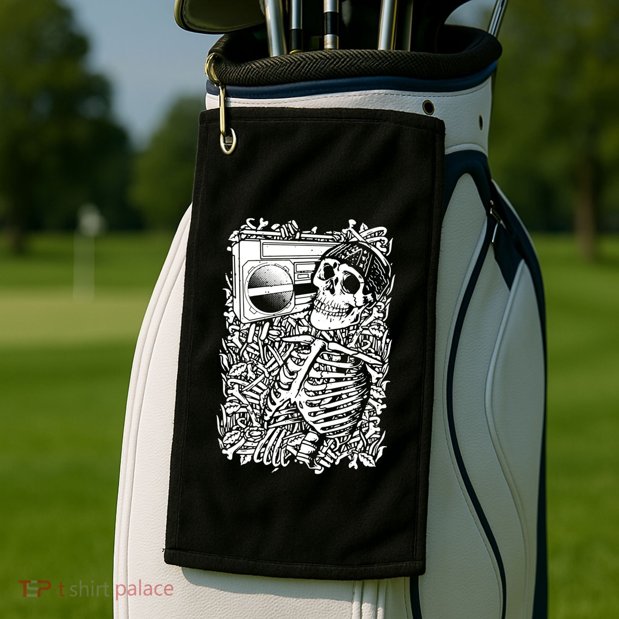 Skeleton Boombox Golf Towel