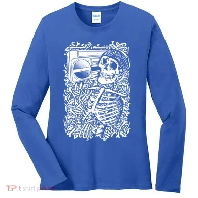 Skeleton Boombox Women's Long Sleeve Shirt