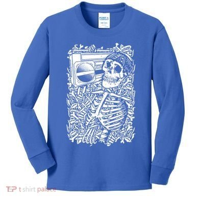 Skeleton Boombox Kids Long Sleeve Shirt