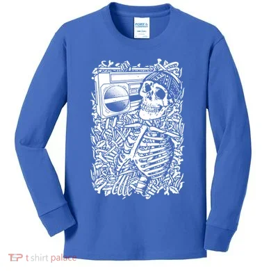 Skeleton Boombox Kids Long Sleeve Shirt