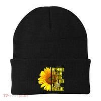 September Birthday Sunflower Funny Quote Gift Beanie thumb 0