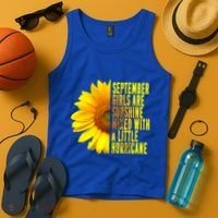 September Birthday Sunflower Funny Quote Gift Tank Top thumb 4