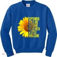 September Birthday Sunflower Funny Quote Gift Kids Sweatshirt thumb 0