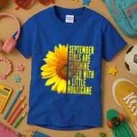 September Birthday Sunflower Funny Quote Gift Kids T-Shirt thumb 3