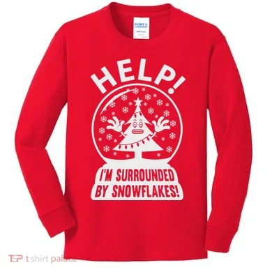 Surrounded By Snowflakes Kids Long Sleeve Shirt