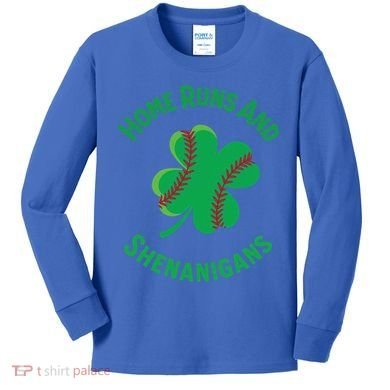 Shamrock Baseball St PaddyS Day Fun Design Gift Kids Long Sleeve Shirt