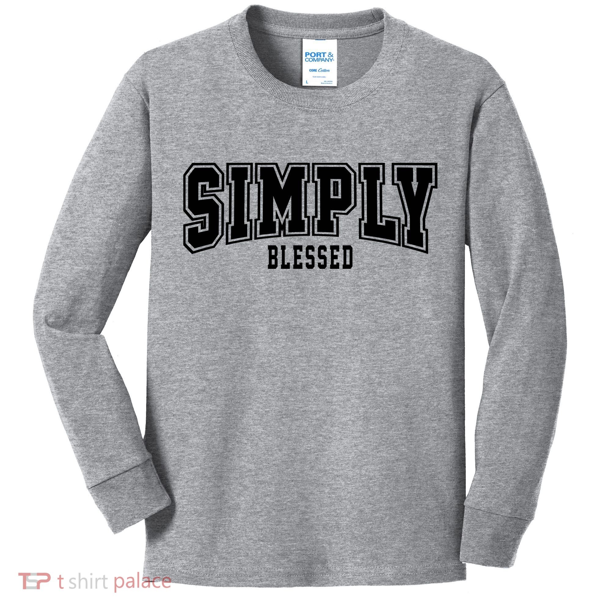 Simply Blessed Sporty Logo Christian Kids Long Sleeve Shirt