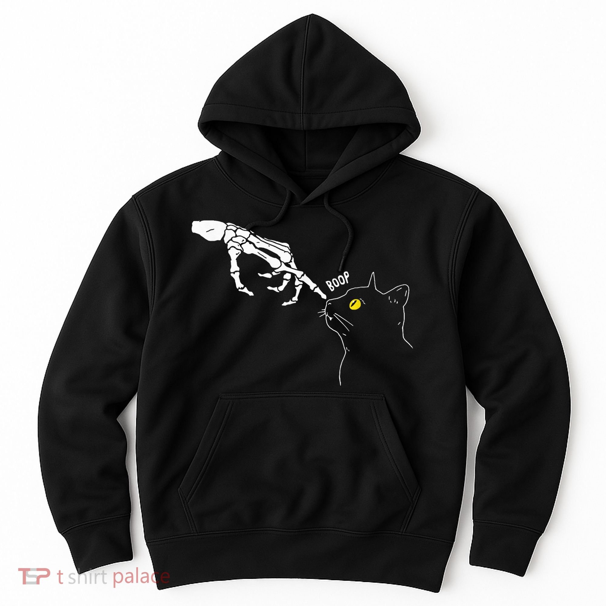 Spooky Boop Skeleton Hand Touch Nose Cat Halloween Costume Hoodie