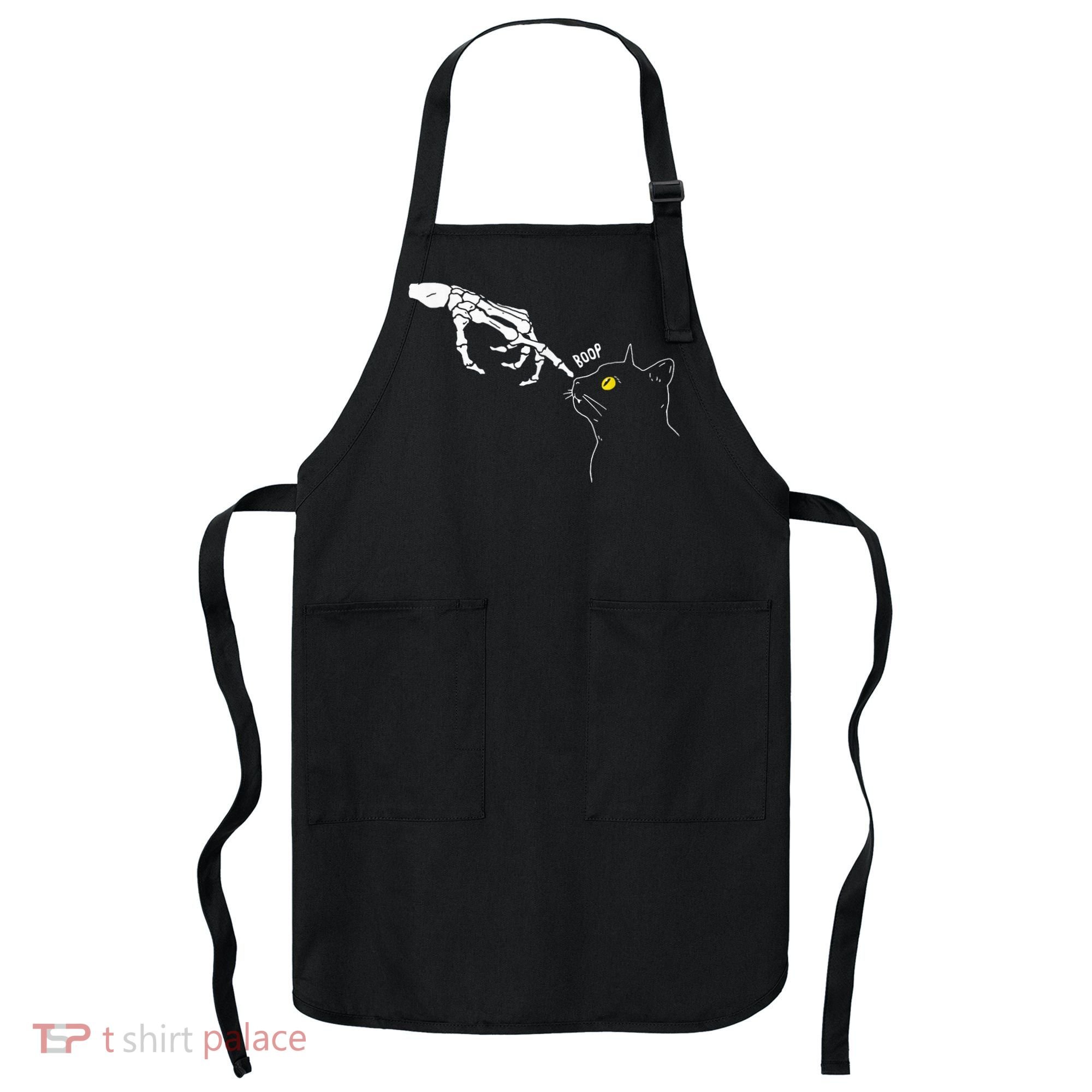 Spooky Boop Skeleton Hand Touch Nose Cat Halloween Costume Apron
