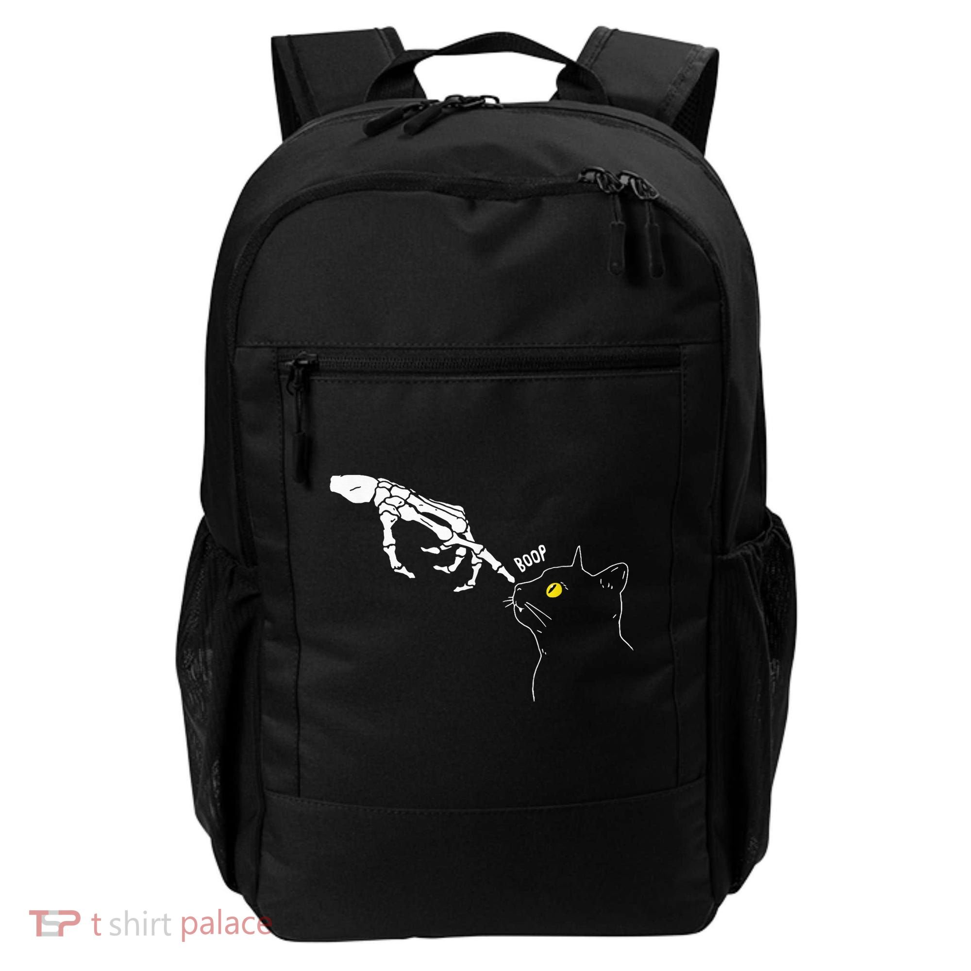 Spooky Boop Skeleton Hand Touch Nose Cat Halloween Costume Backpack