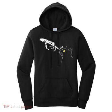 Spooky Boop Skeleton Hand Touch Nose Cat Halloween Costume Women's Hoodie