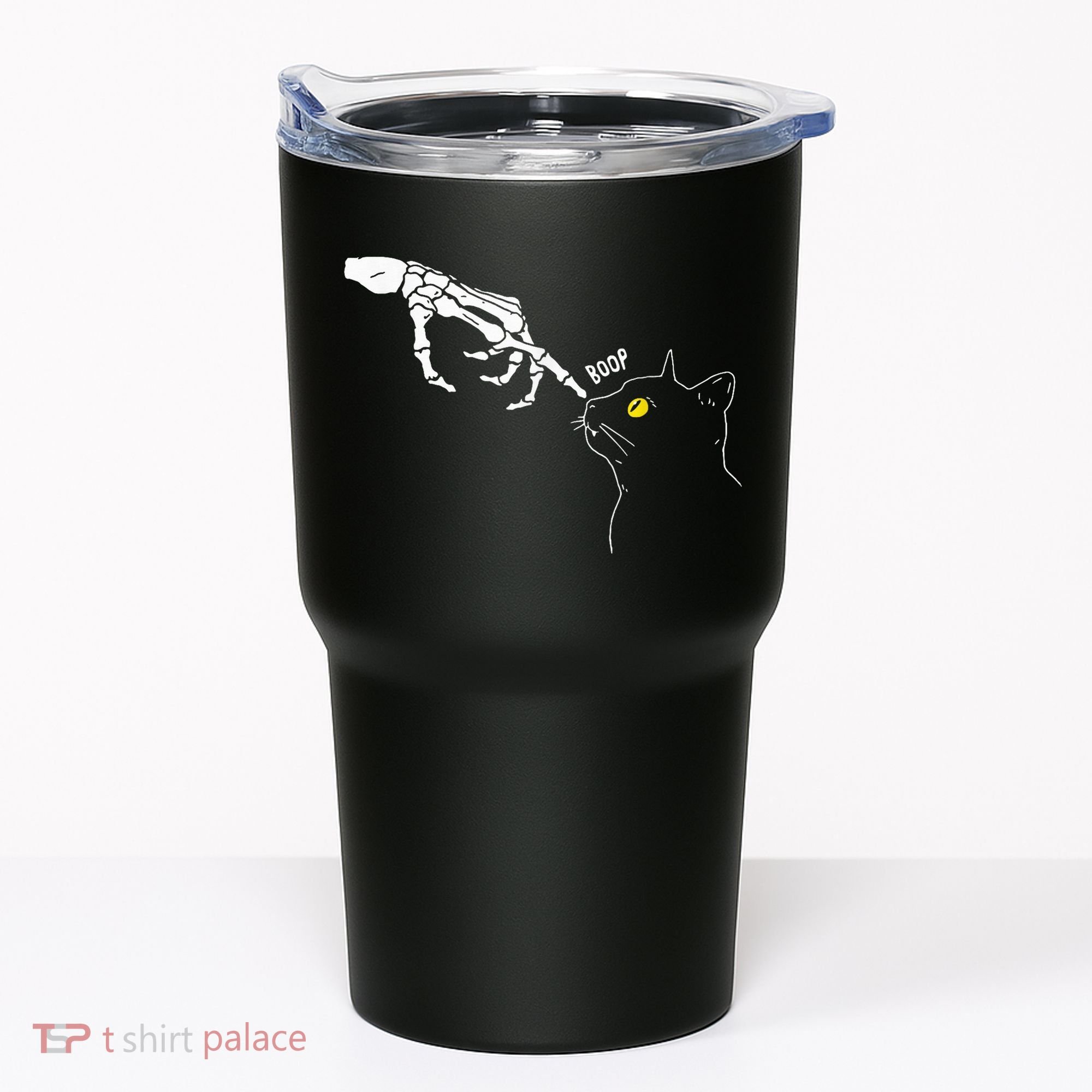 Spooky Boop Skeleton Hand Touch Nose Cat Halloween Costume Tumbler