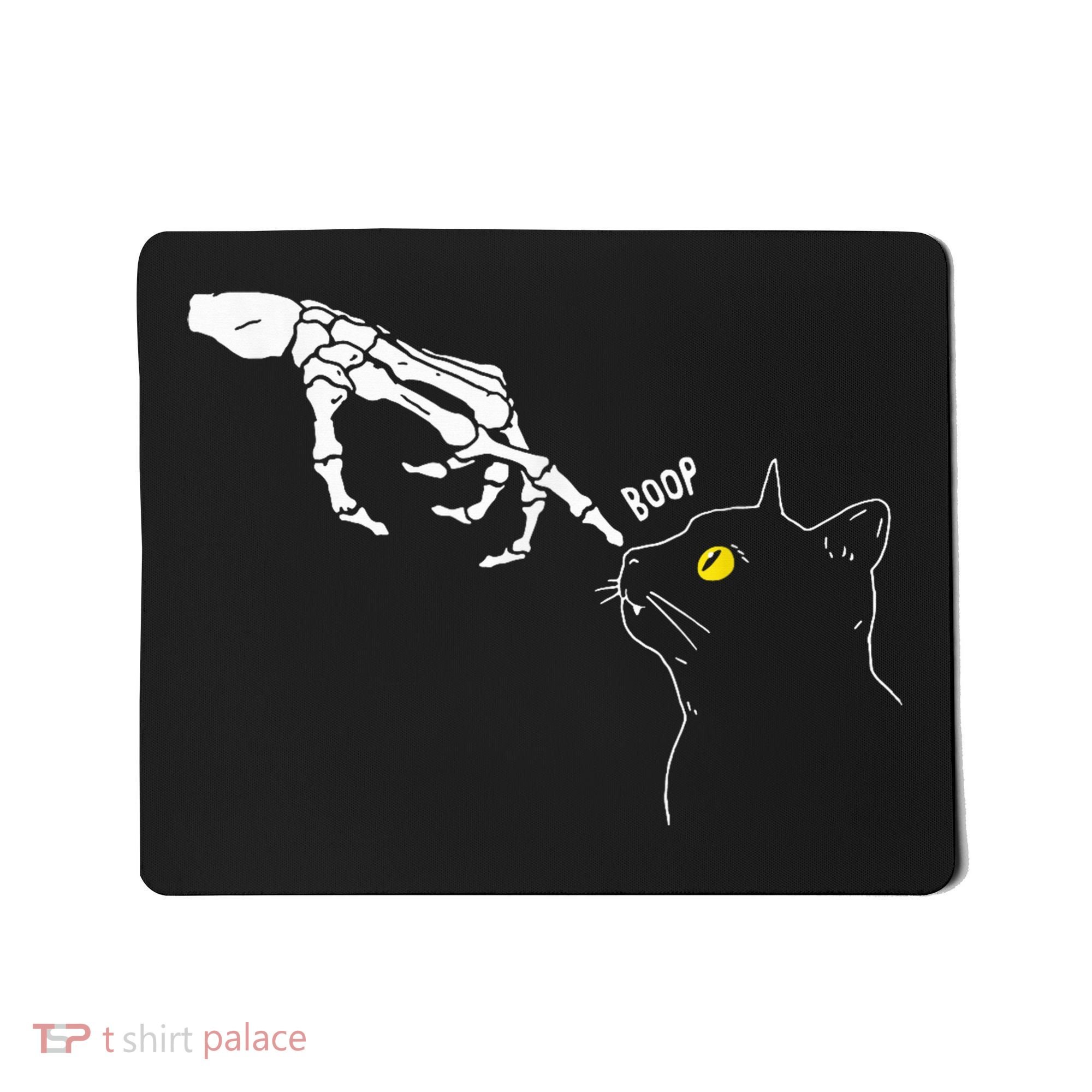 Spooky Boop Skeleton Hand Touch Nose Cat Halloween Costume Mousepad