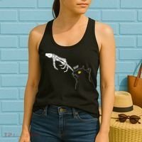 Spooky Boop Skeleton Hand Touch Nose Cat Halloween Costume Women's Tank Top thumb 2