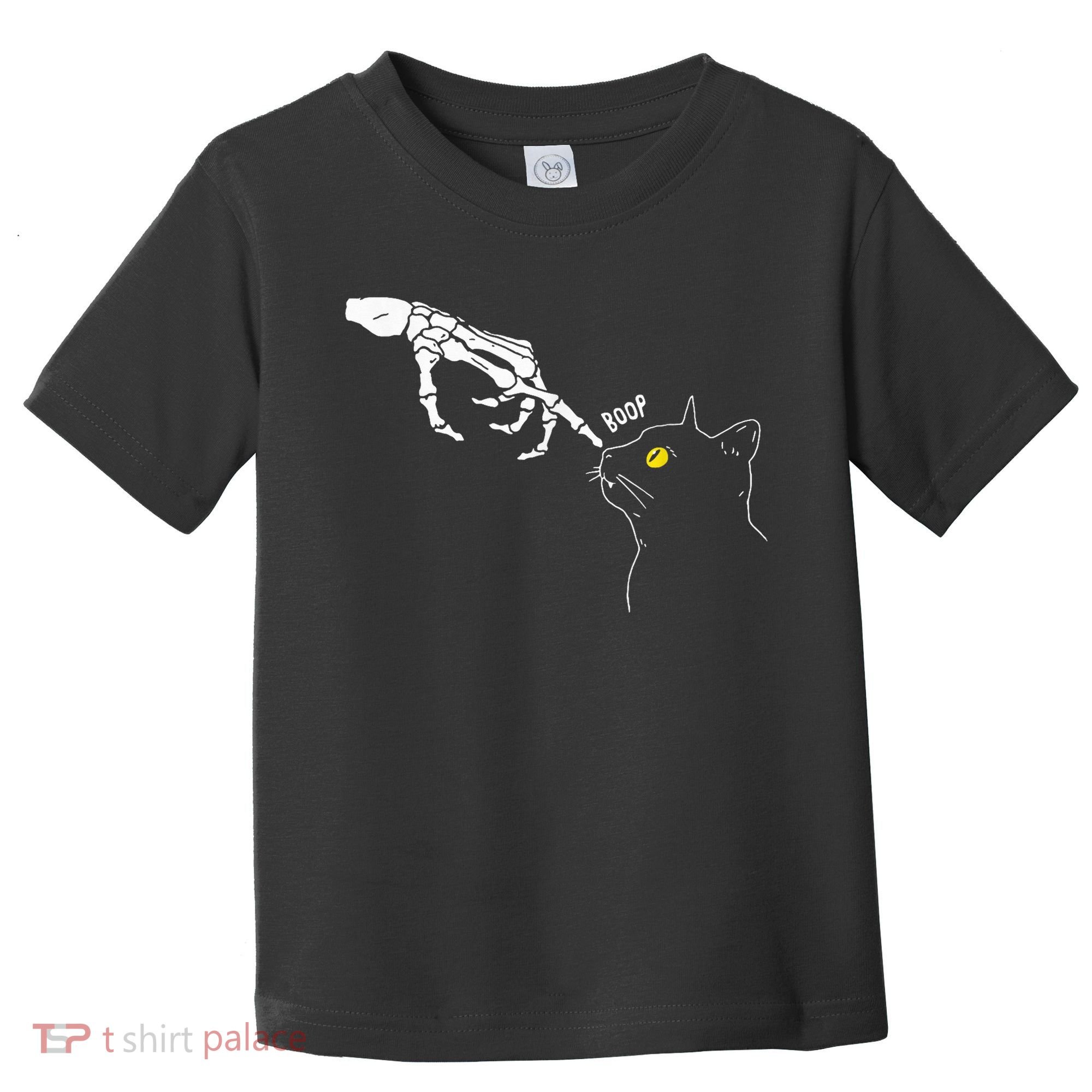 Spooky Boop Skeleton Hand Touch Nose Cat Halloween Costume Toddler T-Shirt